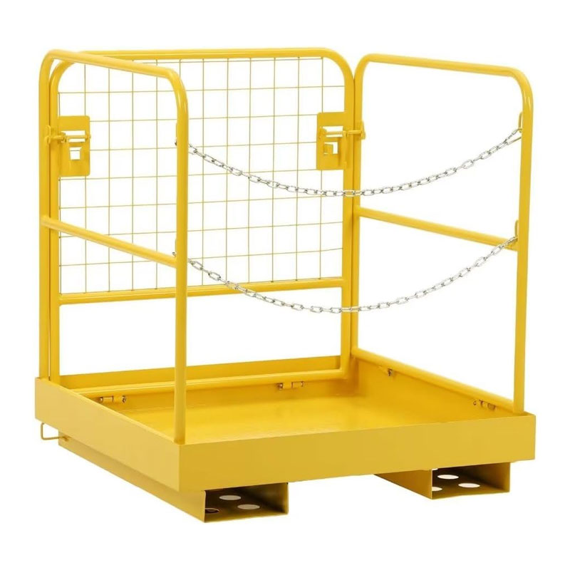 Yellow Forklift Safety Cage, Suitable For Aerial Work, Foldable Heavy Duty Steel Forklift Work Platform