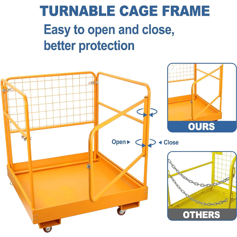Forklift Safety Cage 36x36 Inch Forklift Work Platform 1200 lbs Capacity, Aerial Platform Foldable, Suitable For Lift Loader