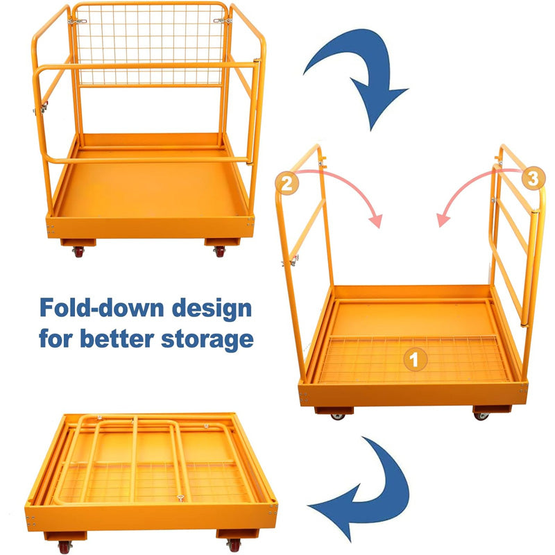 Forklift Safety Cage 36x36 Inch Forklift Work Platform 1200 lbs Capacity, Aerial Platform Foldable, Suitable For Lift Loader
