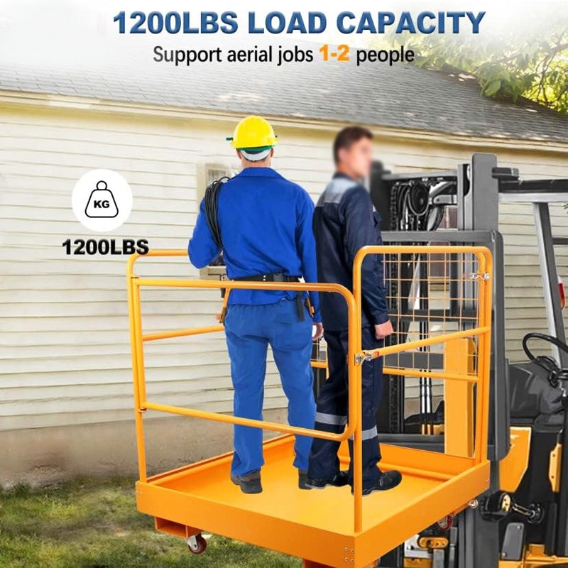 Forklift Safety Cage 36x36 Inch Forklift Work Platform 1200 lbs Capacity, Aerial Platform Foldable, Suitable For Lift Loader