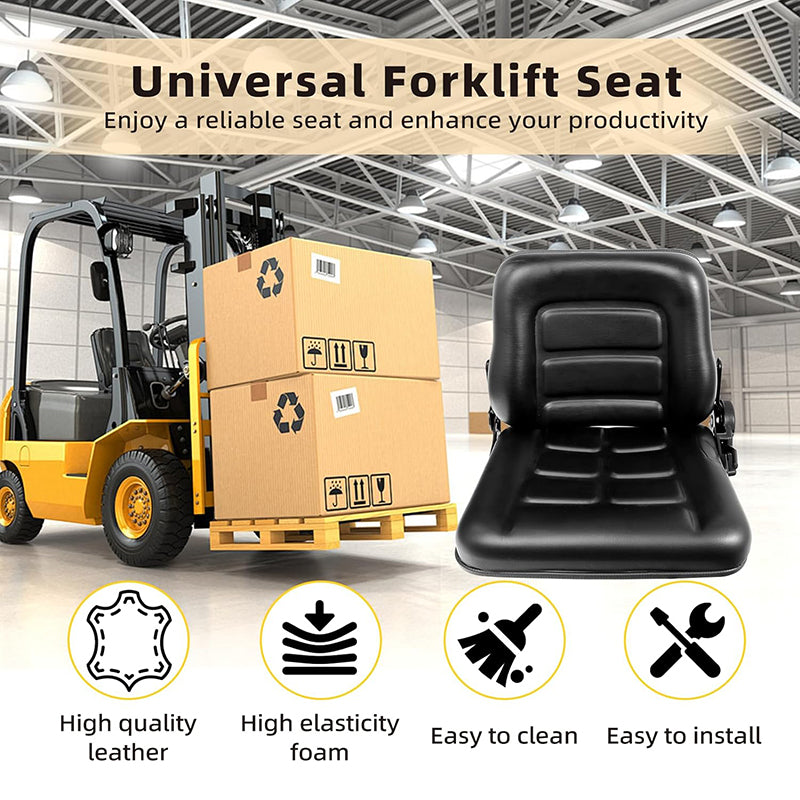 Universal Forklift Seat with Adjustable Backrest Durable Leather Comfortable Forklift Seat Fits Forklift, Dozers, Excavators, Tractors