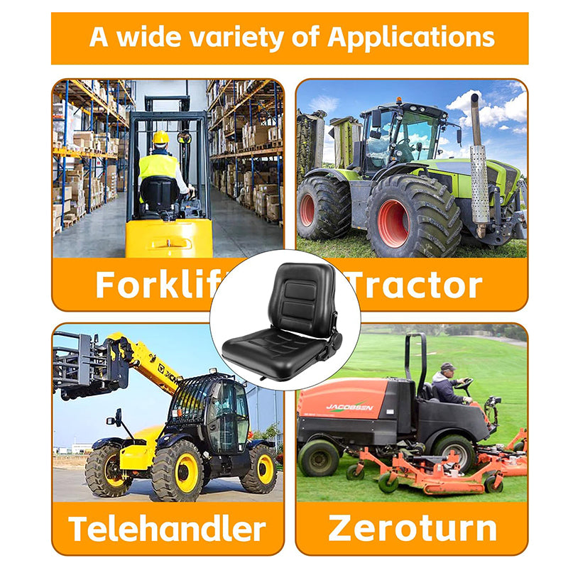 Universal Forklift Seat with Adjustable Backrest Durable Leather Comfortable Forklift Seat Fits Forklift, Dozers, Excavators, Tractors