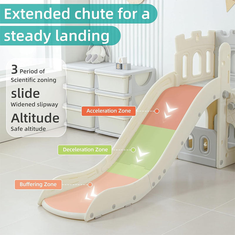 Freestanding Slides 5 in 1 Toddler Slide for Toddlers Age 1-3 featuring a climber extra-long slide detachable basketball hoop basketball storage house and telescope toy