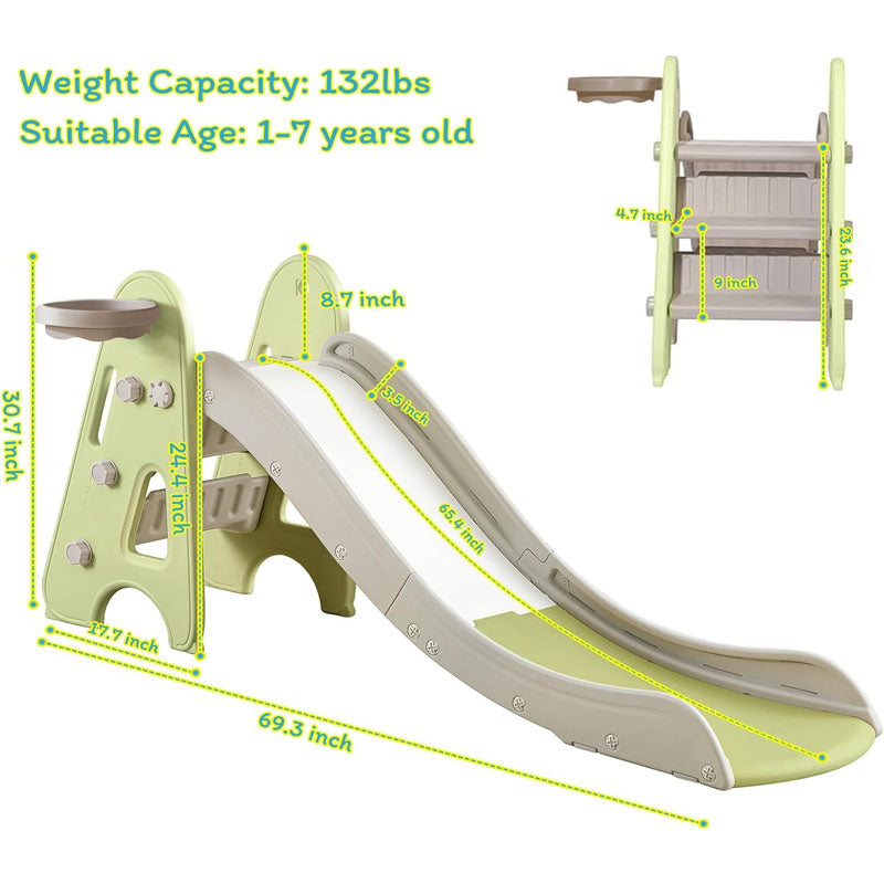 Freestanding Slides 3 in 1 Toddler Slide Folding Slide for Toddlers with Basketball Hoops and Ball