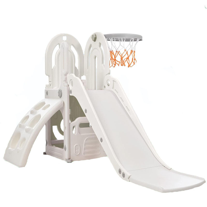 Freestanding Slides 4 in 1 Slide for Kids with Basketball Hoop for Toddlers Age 1-12 Babies Indoor & Outdoor(Grey)