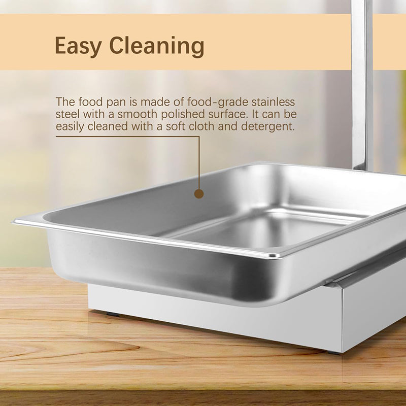 Stainless Steel French Fry Warmer Commercial Heat Light Food Warmer Thermostable Food Heating Lamp for Chips