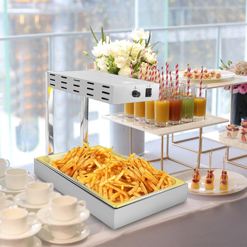Stainless Steel French Fry Warmer Commercial Heat Light Food Warmer Thermostable Food Heating Lamp for Chips