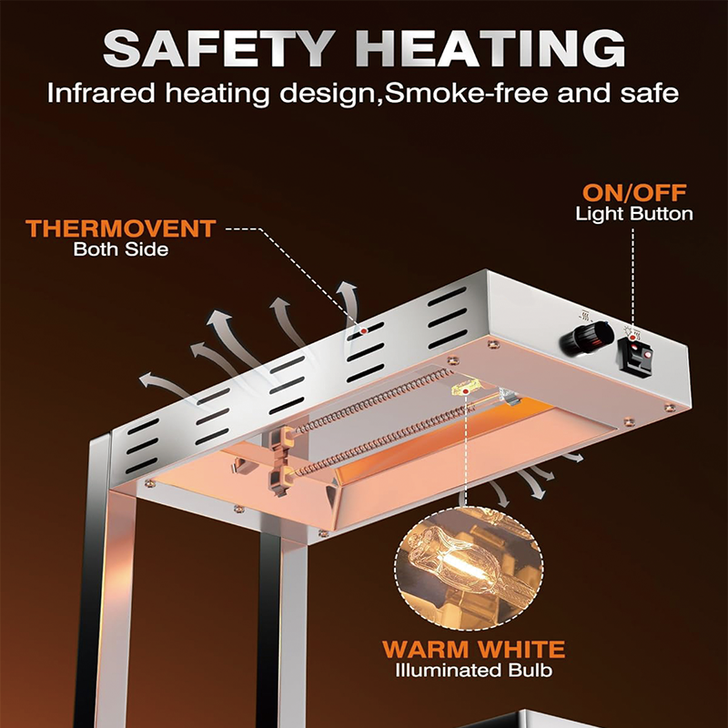 5L Commercial French Fry Warmer, 500W Food Warmer Light Countertop Fries Food Warmer, 18.11"x 12.2"x 23.43" for Chips Churros Buffet Kitchen