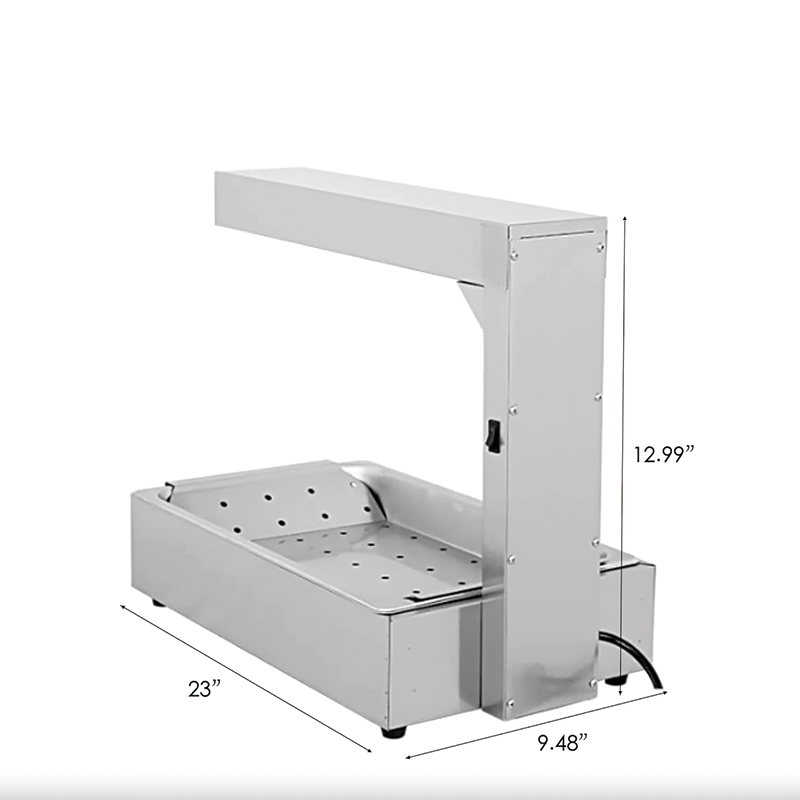 French Fry Warmer, 1000W Fry Heat Lamp with Removable Drain Tray, Free-Standing Warming Dump Heat Light