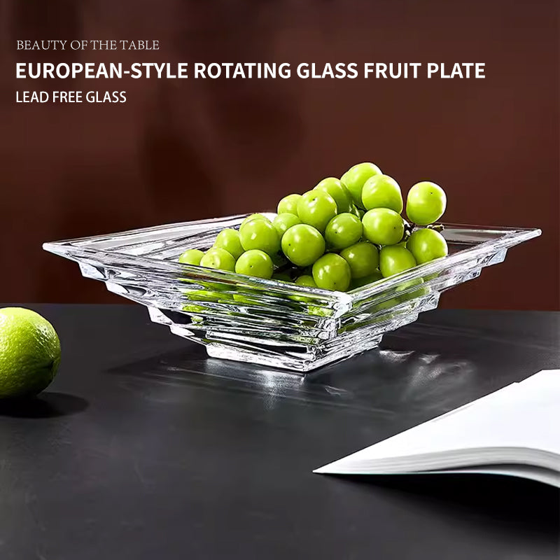 High-End Light Luxury European-Style Home Crystal Glass Plate, Living Room Coffee Table Fruit Plate, Large Fruit Plate, Suitable For Offices And New Homes