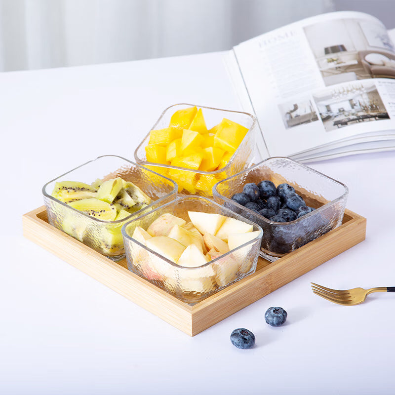 Fruit Plate Glass Creative Living Room Home Party Candy Snack Snack Plate Storage Snack Bowl 4 Gift Boxes