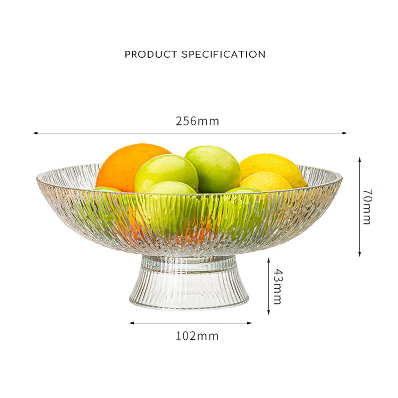 Glass Fruit Plate Fruit Basket High Foot Fruit Plate Glacier Pattern Ins Style European Style Home Light Luxury Snack Plate Snack Candy Sugar Jar Glacier Pattern