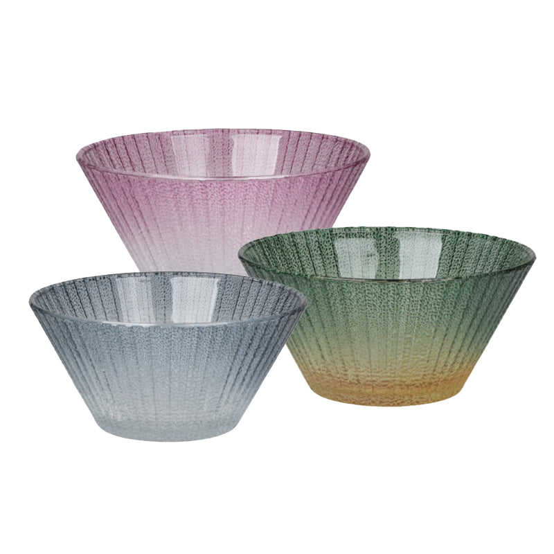 Colorful Gradient Color Brilliant Salad Bowl Household Glass Bowl Fruit Bowl Large Mixed Vegetable Bowl Mixed Noodle Bowl Light Luxury Dessert Bowl
