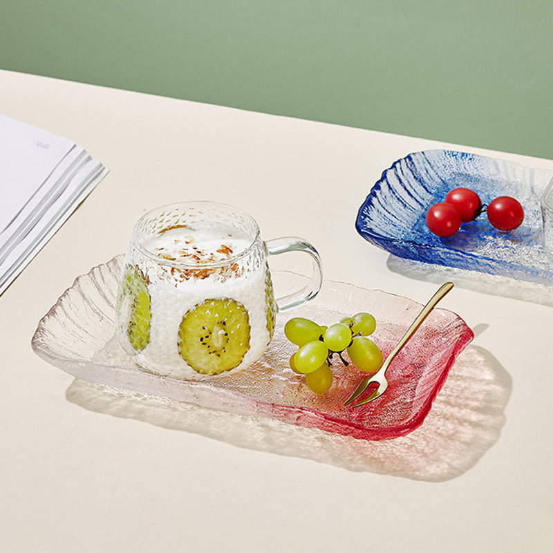 Creative Transparent Glass Gradient Irregular Household Round Fruit Plate Tea Tray Dry Bubble Plate Hammered Glass Plate
