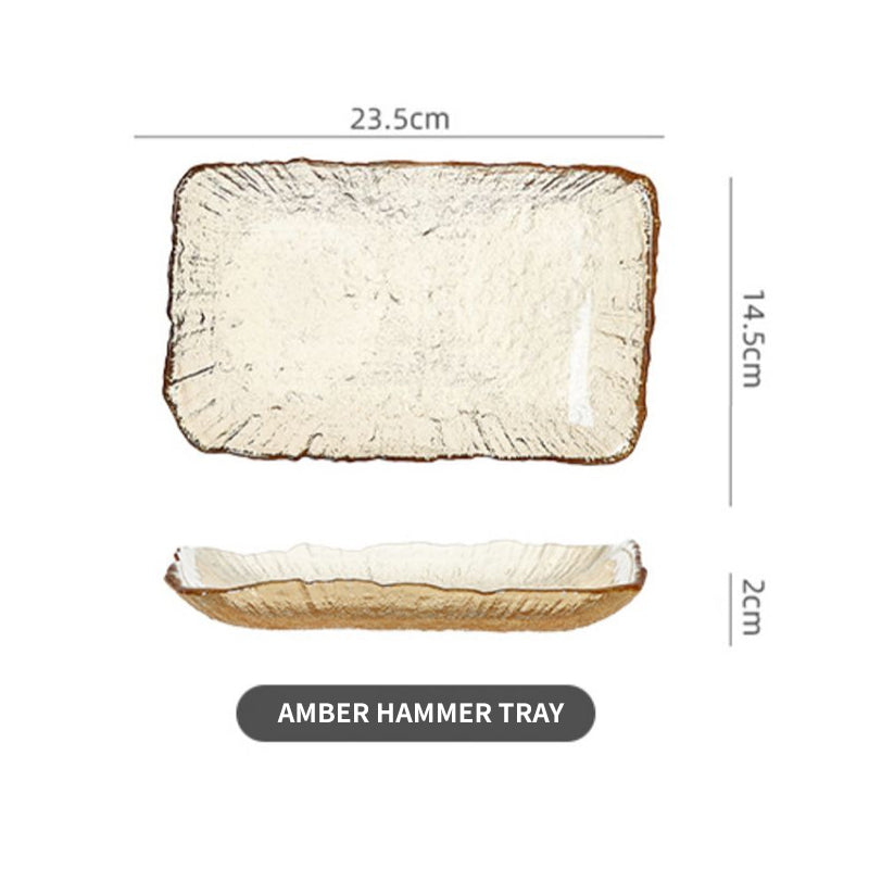 Creative Transparent Glass Gradient Irregular Household Round Fruit Plate Tea Tray Dry Bubble Plate Hammered Glass Plate