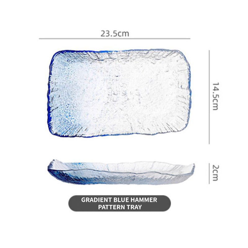 Creative Transparent Glass Gradient Irregular Household Round Fruit Plate Tea Tray Dry Bubble Plate Hammered Glass Plate