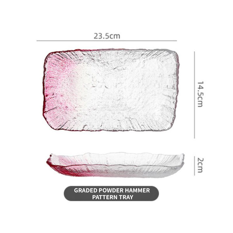 Creative Transparent Glass Gradient Irregular Household Round Fruit Plate Tea Tray Dry Bubble Plate Hammered Glass Plate