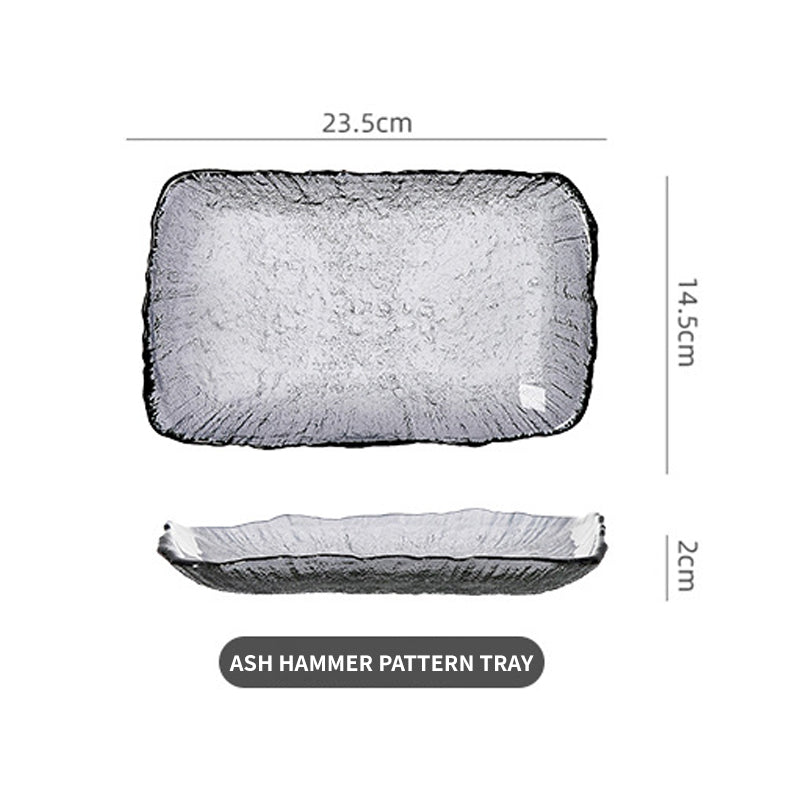 Creative Transparent Glass Gradient Irregular Household Round Fruit Plate Tea Tray Dry Bubble Plate Hammered Glass Plate