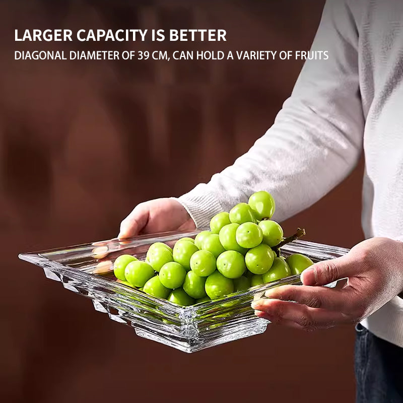 High-End Light Luxury European-Style Home Crystal Glass Plate, Living Room Coffee Table Fruit Plate, Large Fruit Plate, Suitable For Offices And New Homes