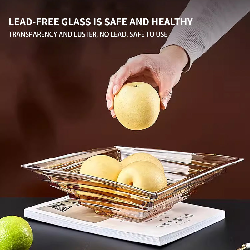 High-End Light Luxury European-Style Home Crystal Glass Plate, Living Room Coffee Table Fruit Plate, Large Fruit Plate, Suitable For Offices And New Homes