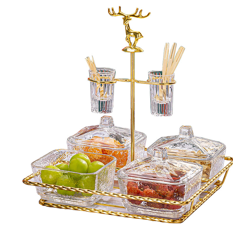 Yulu Ping An Snack Plate Dry Fruit Plate With Cover Creative Home Living Room Candy Plate Glass Snack Plate Melon Seed Plate