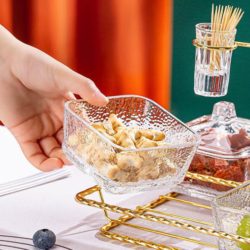 Yulu Ping An Snack Plate Dry Fruit Plate With Cover Creative Home Living Room Candy Plate Glass Snack Plate Melon Seed Plate