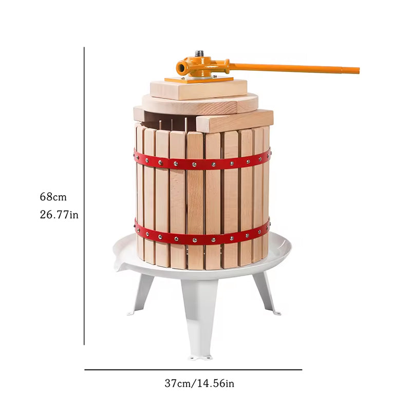 12L 3.2 Gallon Manual Press Household Small Fruit Wine Grape Press Solid Wood Basket Heavy Duty Cider Making
