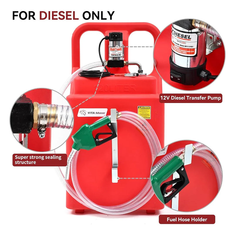 32 Gallon Portable Fuel Caddy Fuel Tank with 12V Electric Transfer Pump Diesel Fuel Tank with Auto Fueling Nozzle