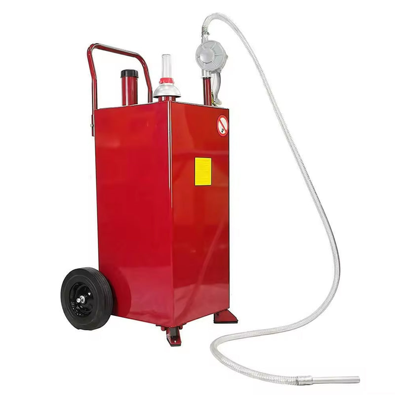 Red Portable Fuel Transfer Gas Can Caddy Storage 30 Gallon Gasoline Tank With Wheels