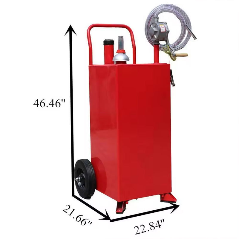Red Portable Fuel Transfer Gas Can Caddy Storage 30 Gallon Gasoline Tank With Wheels