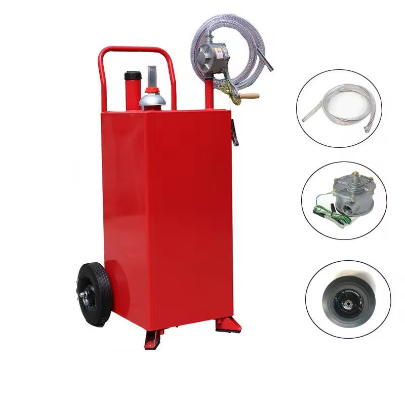 Red Portable Fuel Transfer Gas Can Caddy Storage 30 Gallon Gasoline Tank With Wheels