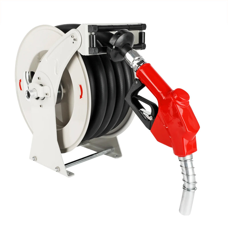 Fuel Hose Reel 1" x 33ft Retractable Diesel Hose Reel,Heavy-Duty Industrial Settings. Max 300 Psi,Spring Rewind With Fuel Nozzle