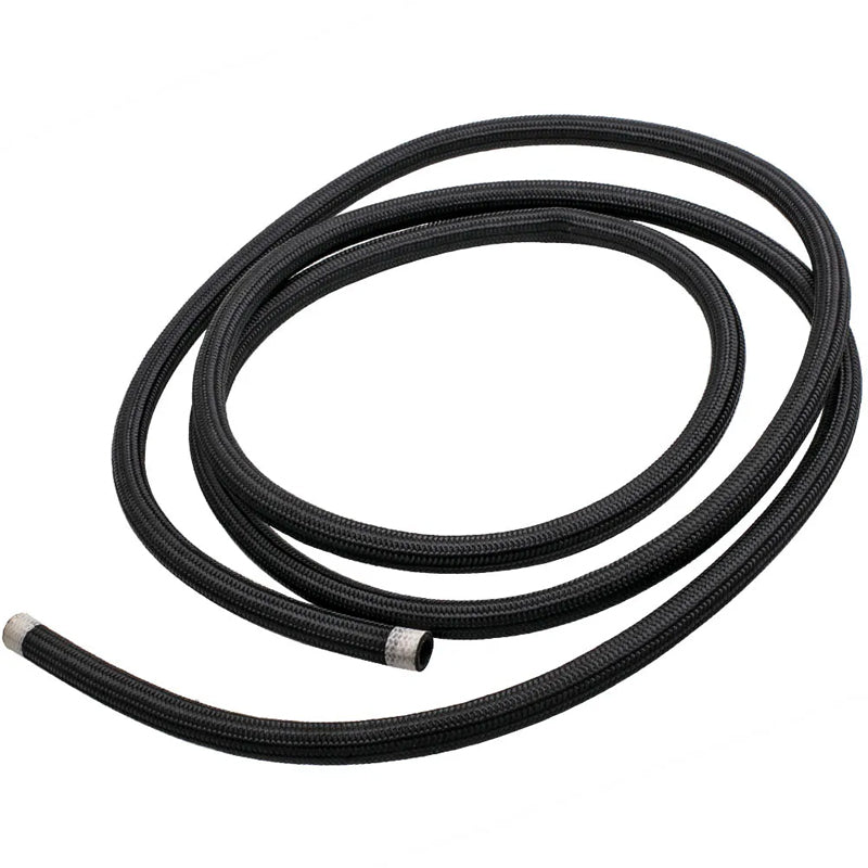 Automotive Oil Cooled Connector Set 10An An10 12Ft Nylon Braided Fuel Hose Line + Black Swivel Fitting Hose End Kits