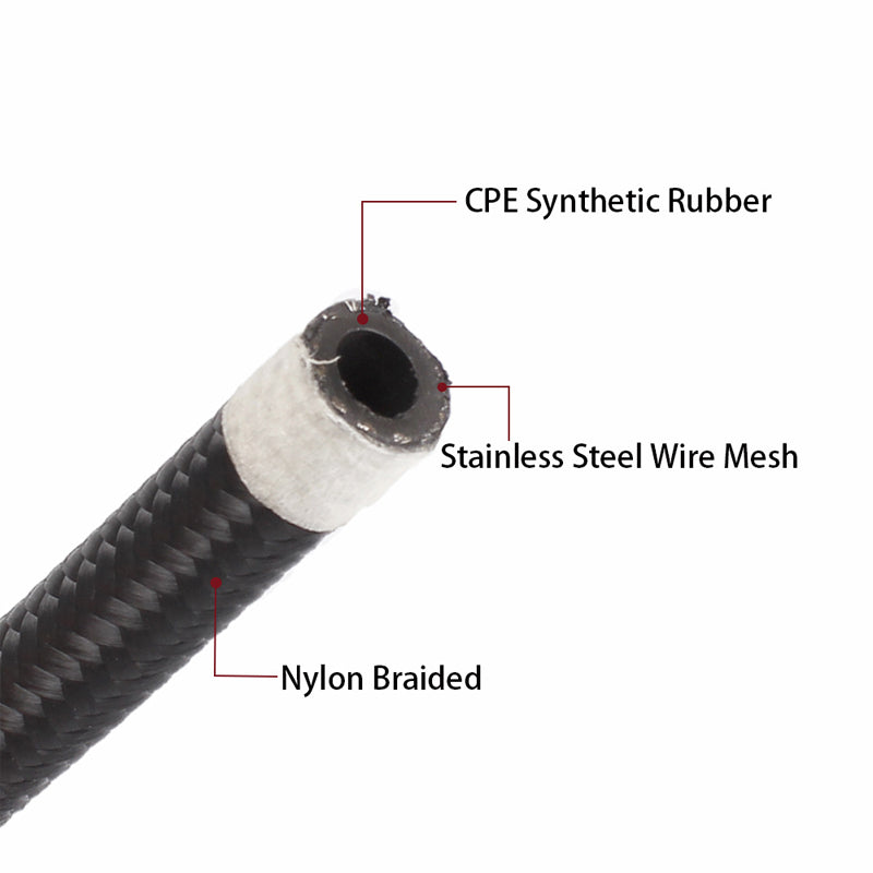 6An 20Ft An6 Stainless Steel Braided Fuel Line + 10pcs 6An Hose End Adaptor Kit Automobile Oil Cooling Joint Set