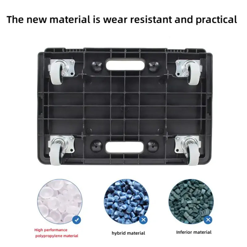 Heavy Furniture 500 Lbs Capacity Folding Crate Trolley Silent Rolling Wheel Dolly Plastic Dolly For Moving