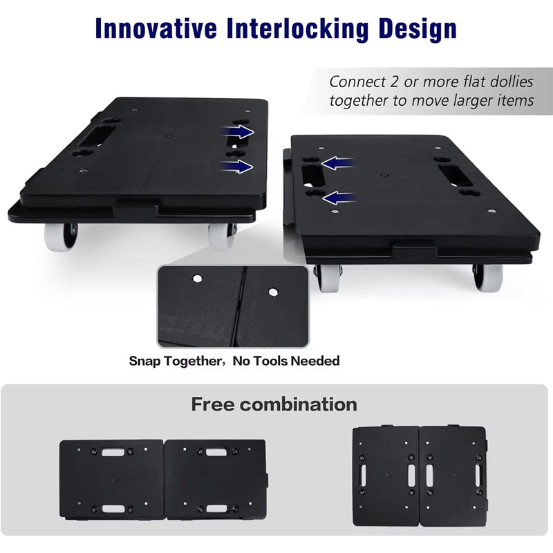 Heavy Furniture 500 Lbs Capacity Folding Crate Trolley Silent Rolling Wheel Dolly Plastic Dolly For Moving