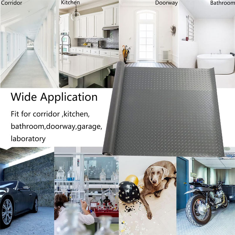Anti-Slip Garage Floor Mats Diamond Plate Rubber Flooring Roll, Gray, Suitable For Cars, Trailers, Gyms
