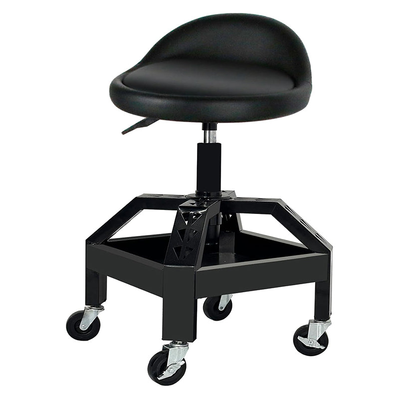 Adjustable Height Rolling Garage Shop Seat Garage Stool with Wheels Heavy Duty Mechanic Stool 330 Lbs Capacity Storage with Tool Tray