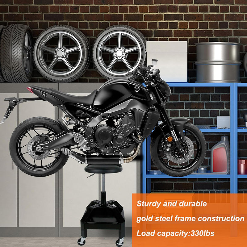 Adjustable Height Rolling Garage Shop Seat Garage Stool with Wheels Heavy Duty Mechanic Stool 330 Lbs Capacity Storage with Tool Tray