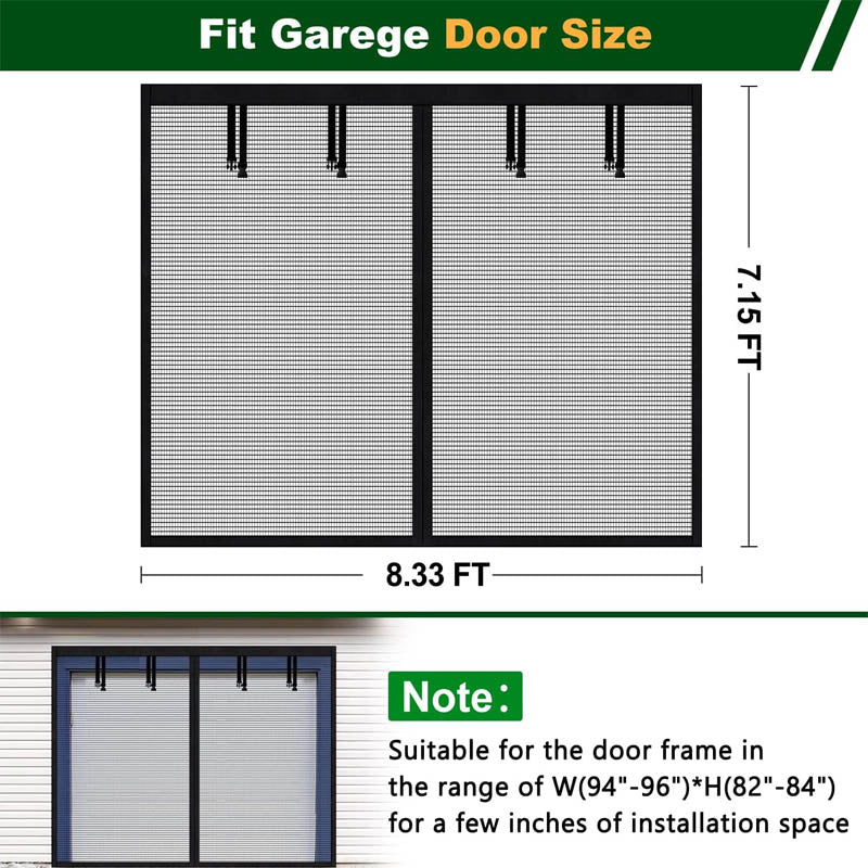 Garage Door Screen 8x7Ft Magnetic Mesh Screen for Patio Porch Window to Keep Bugs Out Black