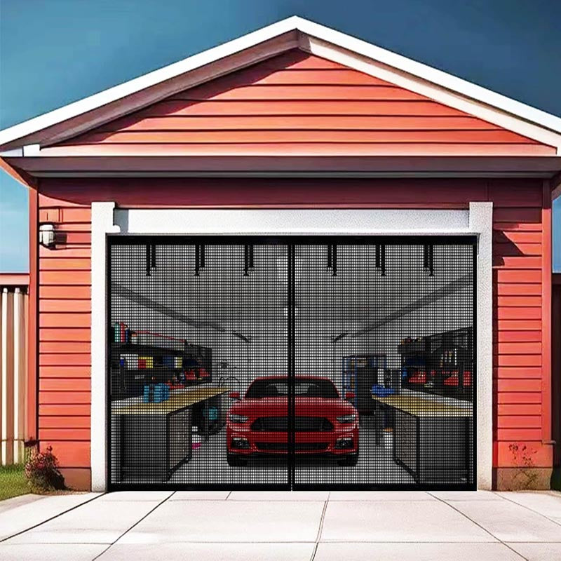 10x8ft Garage Door Screen for 1 Car Garage with Hook & Loop Tapes, Strips, Doors Screen