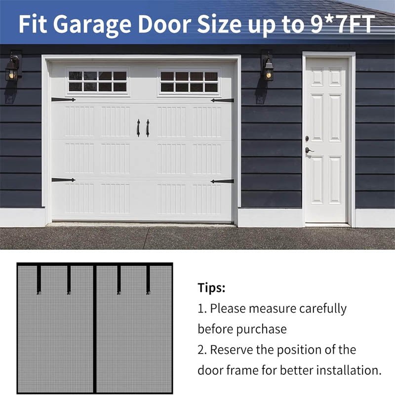 9x7FT Garage Door Screen einforced Self Sealing Fiberglass Mesh Door with 4 Strapping Tapes