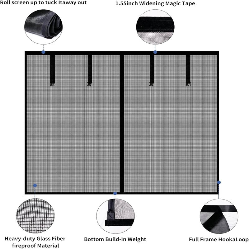 9x7FT Garage Door Screen einforced Self Sealing Fiberglass Mesh Door with 4 Strapping Tapes