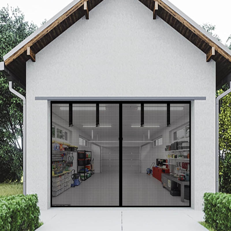 9x7FT Garage Door Screen einforced Self Sealing Fiberglass Mesh Door with 4 Strapping Tapes