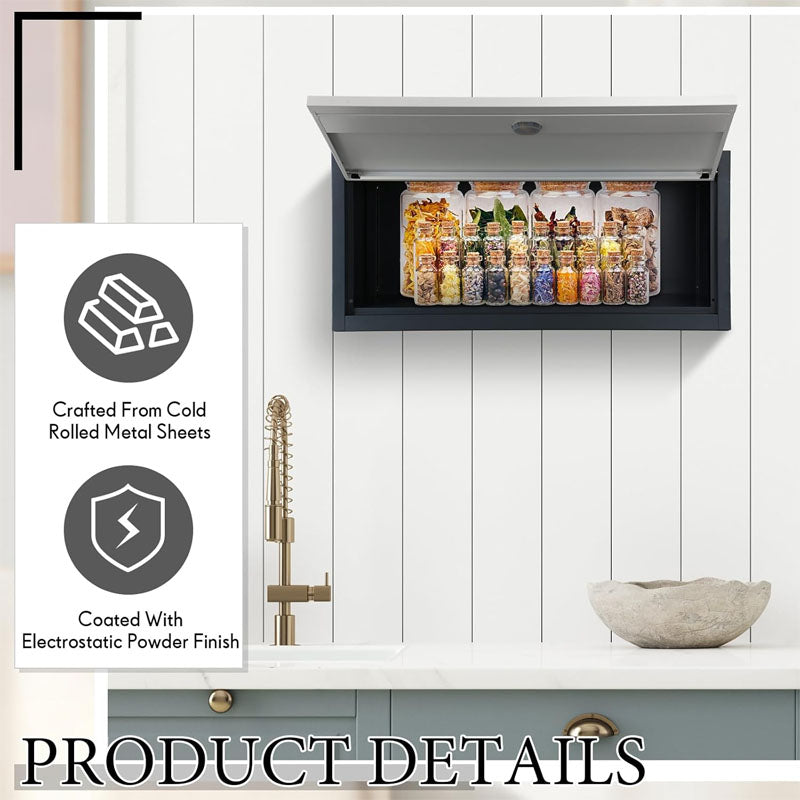 2 Pcs Garage Storage Cabinet Locking with Up Flip Door Wall Steel Hanging Upper Cabinet for Garage Kitchen Office Home