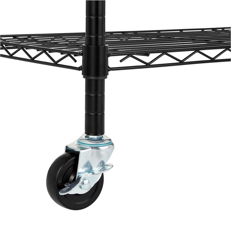 Garage Storage Rack 4-Tier Adjustable 3'' Wheel Casters Metal Organizer Wire Rack for Kitchen Pantry Basement Bathroom