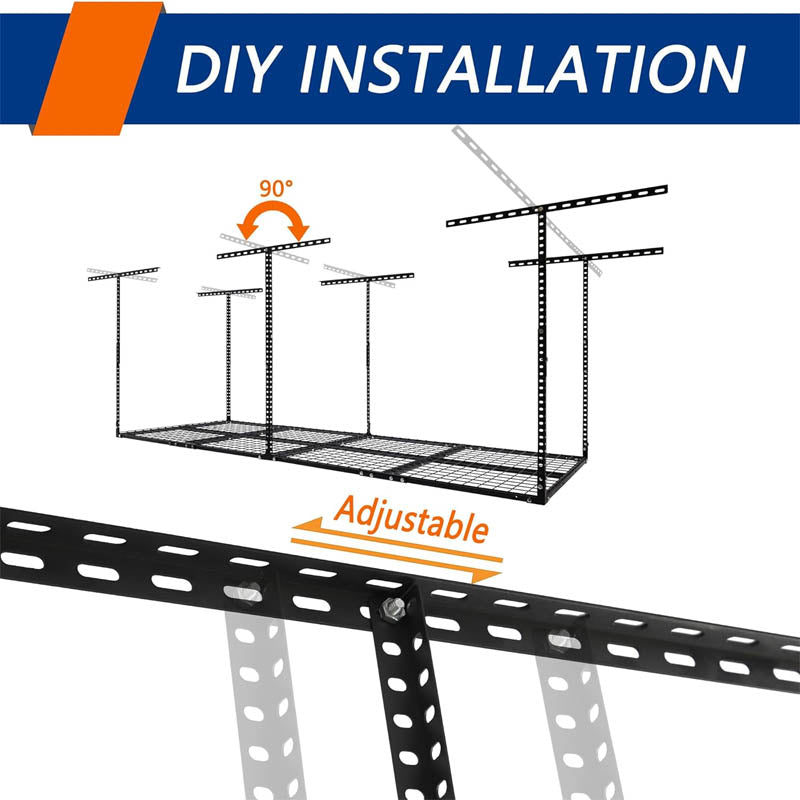 3x8 Garage Storage Rack Adjustable Garage Ceiling Storage Racks for Garage Storage Organization 600 lbs Load Capacity