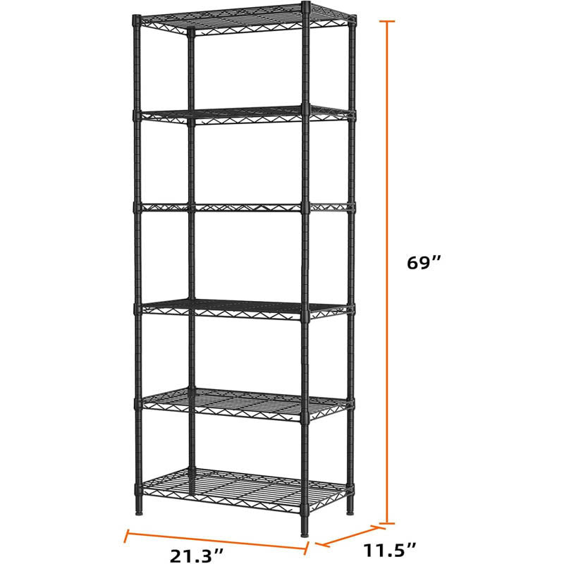 Garage Storage Rack 6 Tier Adjustable Storage Shelf Standing Shelf Units for Kitchen Pantry Basement Bathroom Laundry Closet