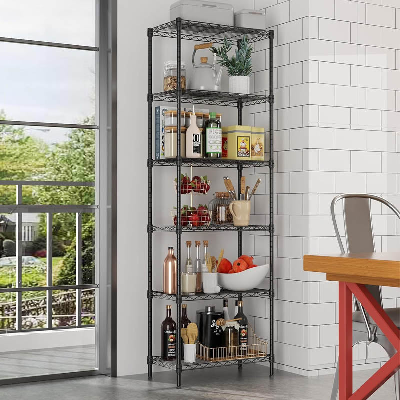 Garage Storage Rack 6 Tier Adjustable Storage Shelf Standing Shelf Units for Kitchen Pantry Basement Bathroom Laundry Closet