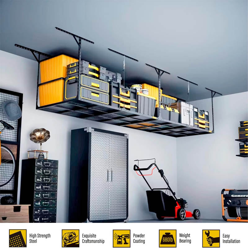 3x6ft Garage Storage Rack Adjustable Garage Ceiling Storage Racks, 680 lbs Load Capacity, 22''-40"